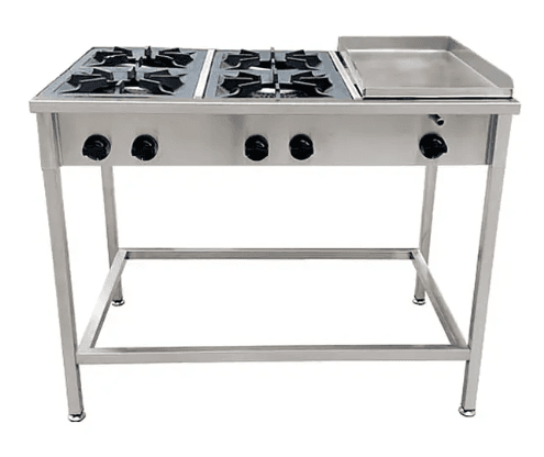 Anafe a gas 4 platos Cousiño con plancha churrasquera