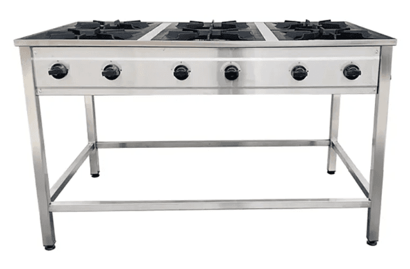 Anafe a gas 6 platos Cousiño con parrilla fierro fundido 43x43 cms