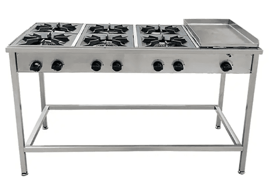 Anafe a gas 6 platos Cousiño con plancha churrasquera